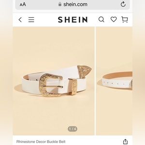 SHEIN Women’s white/ gold “Rhinestone Decor Buckle Belt”